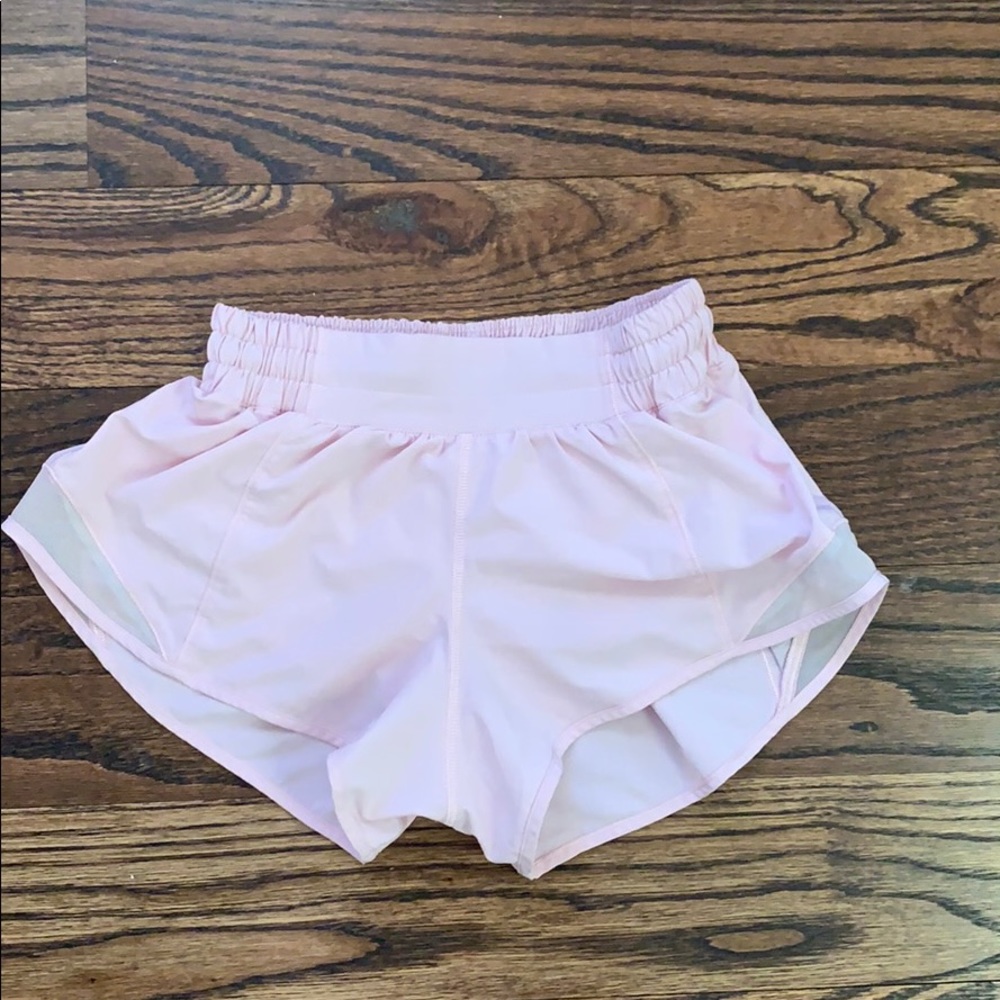 Pink Lululemon Hotty hot high rise shorts